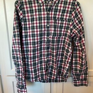 Abercrombie and Fitch Button Down Plaid Men's Muscle Fit Size L Blue, Red, Lime